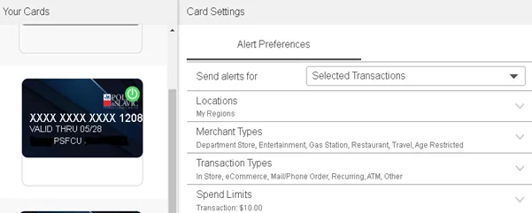 Credit Card Controls Alerts Notofications